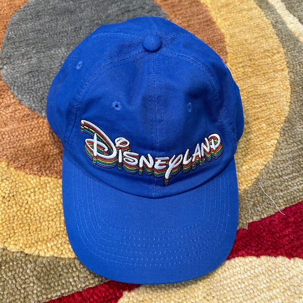 Disneyland Disney Adult Unisex Baseball Cap Hat Blue Rainbow Embroidery Logo